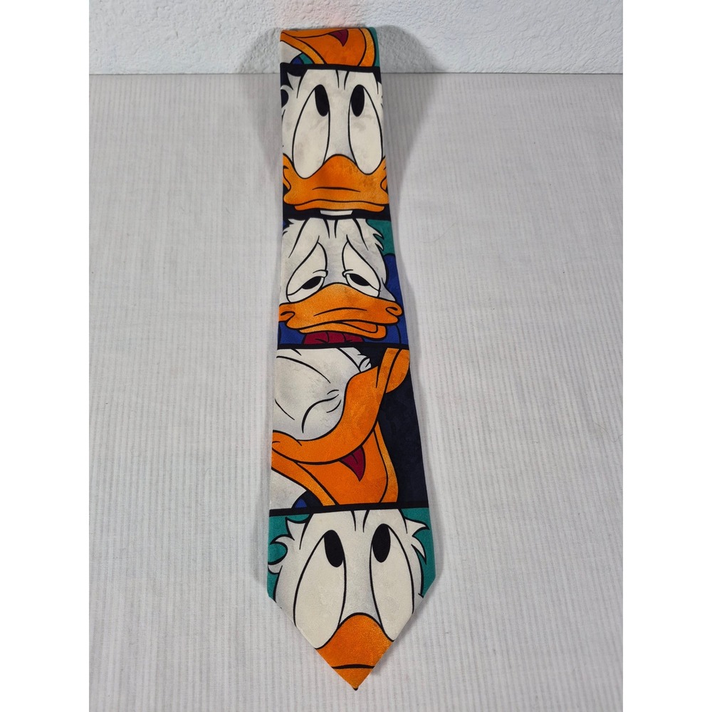 Vintage Disney Donald Duck Silk Tie Many Moods Comic Panel Multicolor Necktie